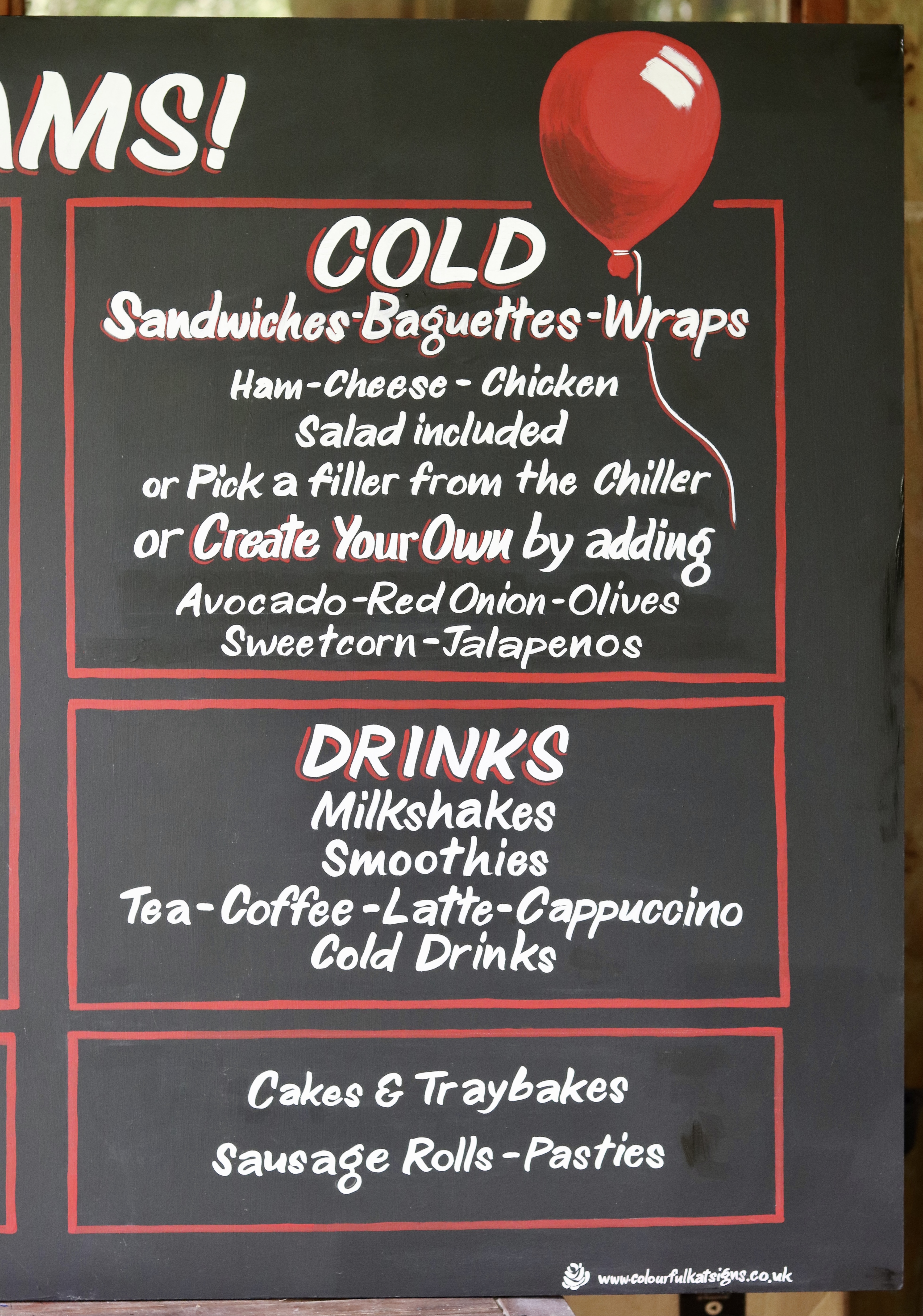 Blackboard hand-painted menu sign Sandwich selection