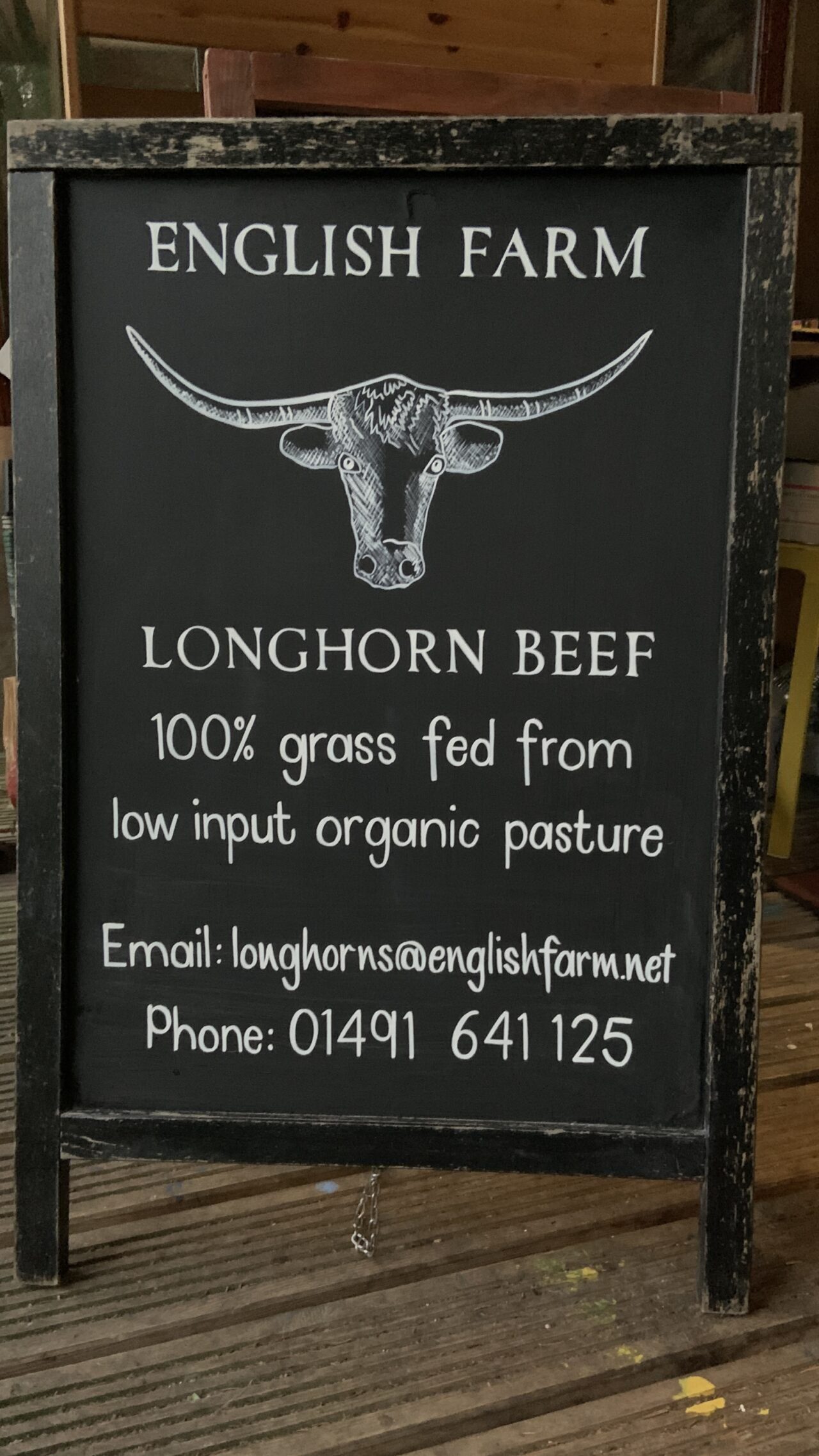 Blackboard Hand-lettered sign for Longhorn Beef Butchers