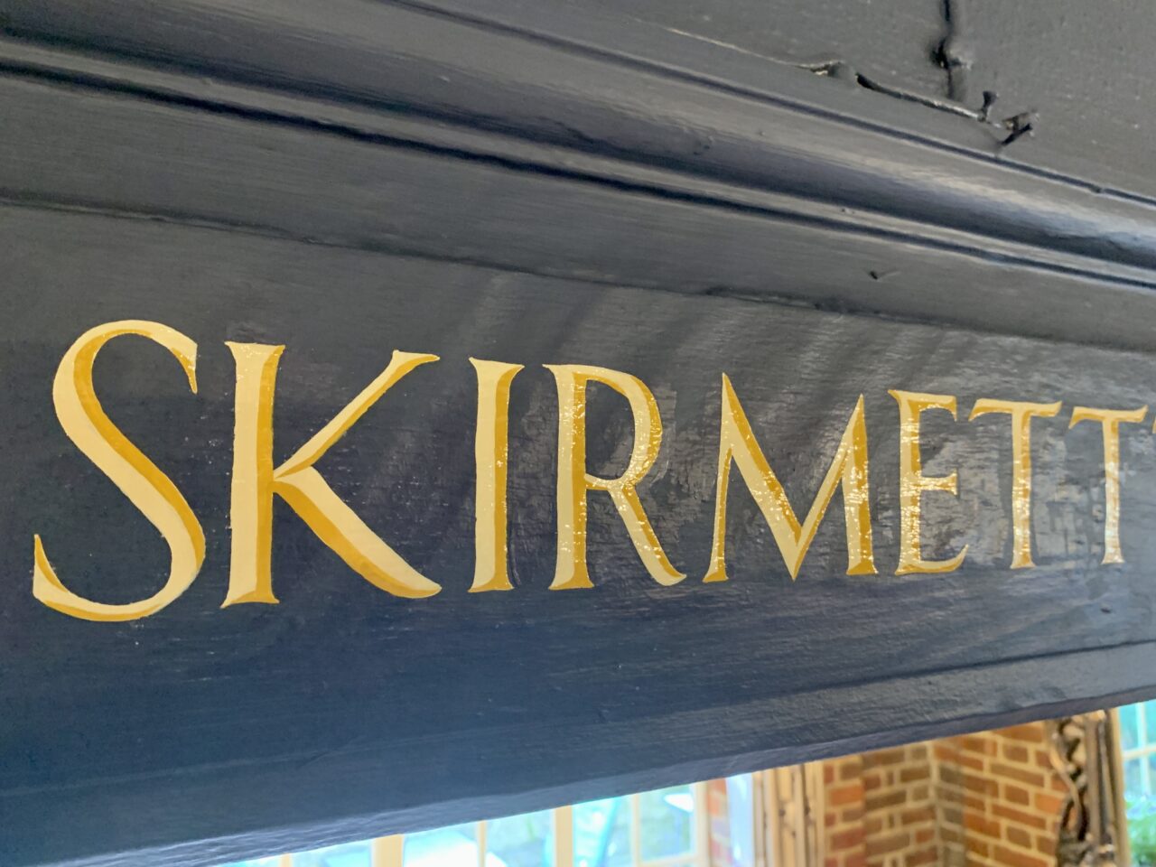 Traditionally hand-painted interior signwork at The Frog in Skirmett